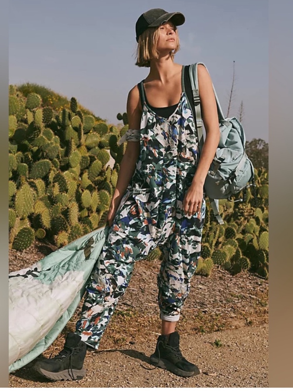Free People Movement Hot Shot Onesie Printed Evergreen Combo size M